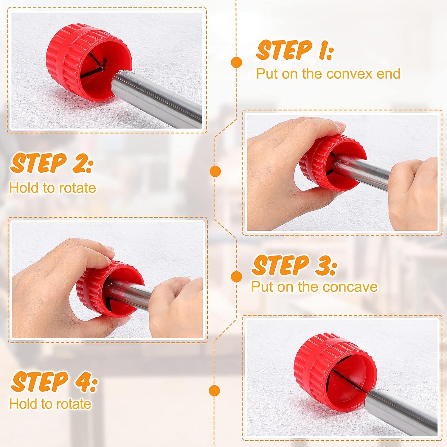 4 Pieces Copper Pipe Cleaner and Reamer Set, Include 2 Pieces Copper Pipe Cleaner and 2 Pieces Reamer, 4 In 1 Pipe Deburring Brush for PVC PPR Copper Brass Aluminum Pipes
