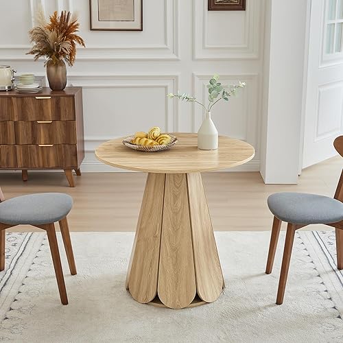 Miniatura 5 de Mesa de comedor redonda pequeña de 31.5 pulgadas, mesa de cocina moderna para 2 a 4 personas, mesas de comedor redondas de madera de granja con base
