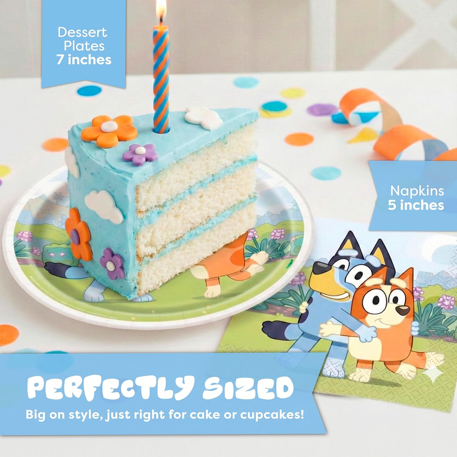 Bluey Birthday Decorations and Party Supplies | Serves 16 Guests | Complete Bluey Party Decorations Set | Banner, Tablecloth, Balloons, Dessert Plates and Napkins, Sticker | Officially Licensed