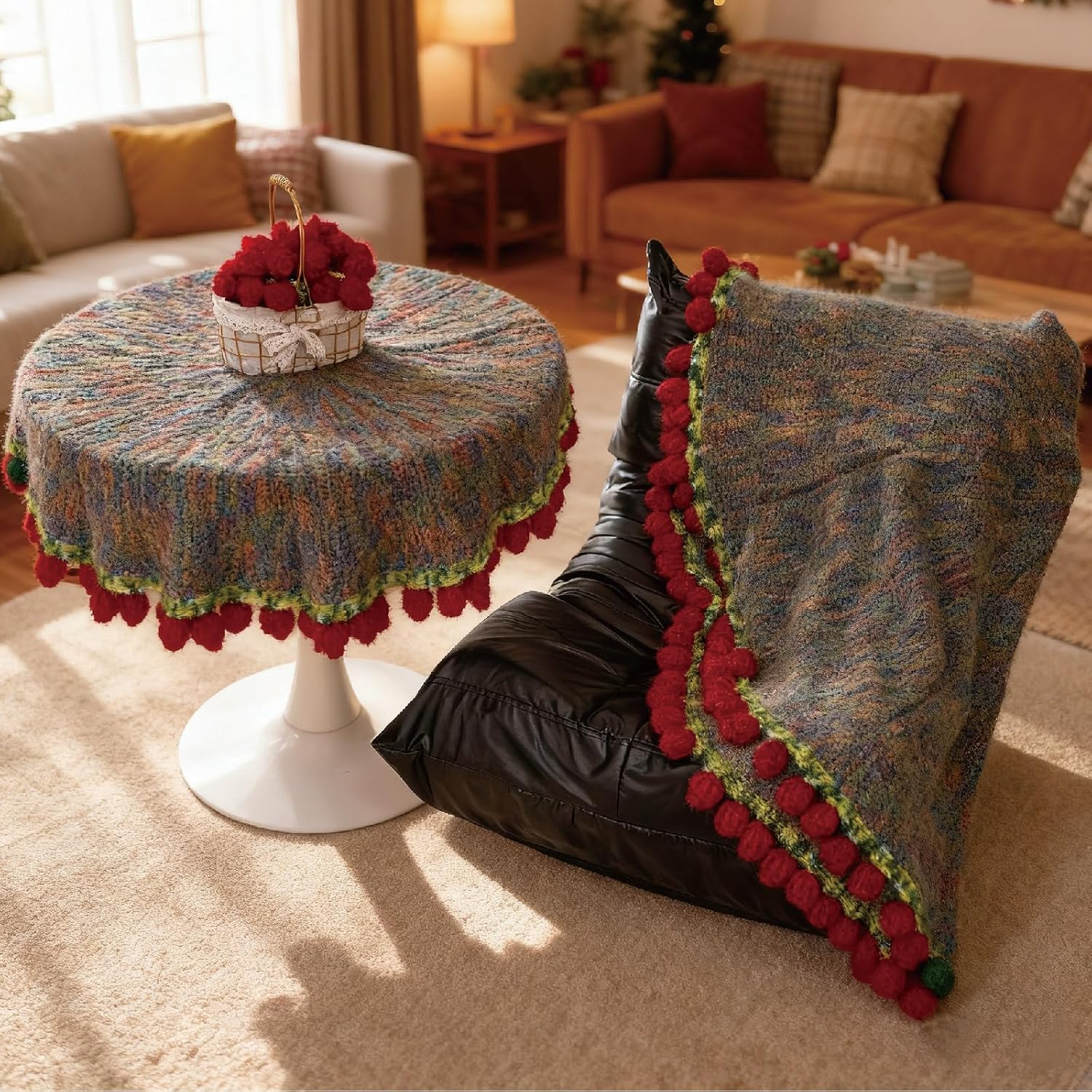Crochet Flowers Bouquet Blanket Handmade Shining Brightly Roses, Super Soft Throw Blanket for Bed, Sofa, Romantic Valentine's Day, Birthday Gift,Kids, Home Decor(26 Inch)