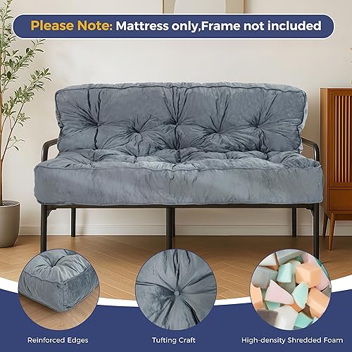 Miniatura 4 de MAXYOYO Colchón futón de 8 pulgadas, tamaño matrimonial, extra grueso, sofá cama para adultos, colchón de terciopelo con relleno de espuma triturada