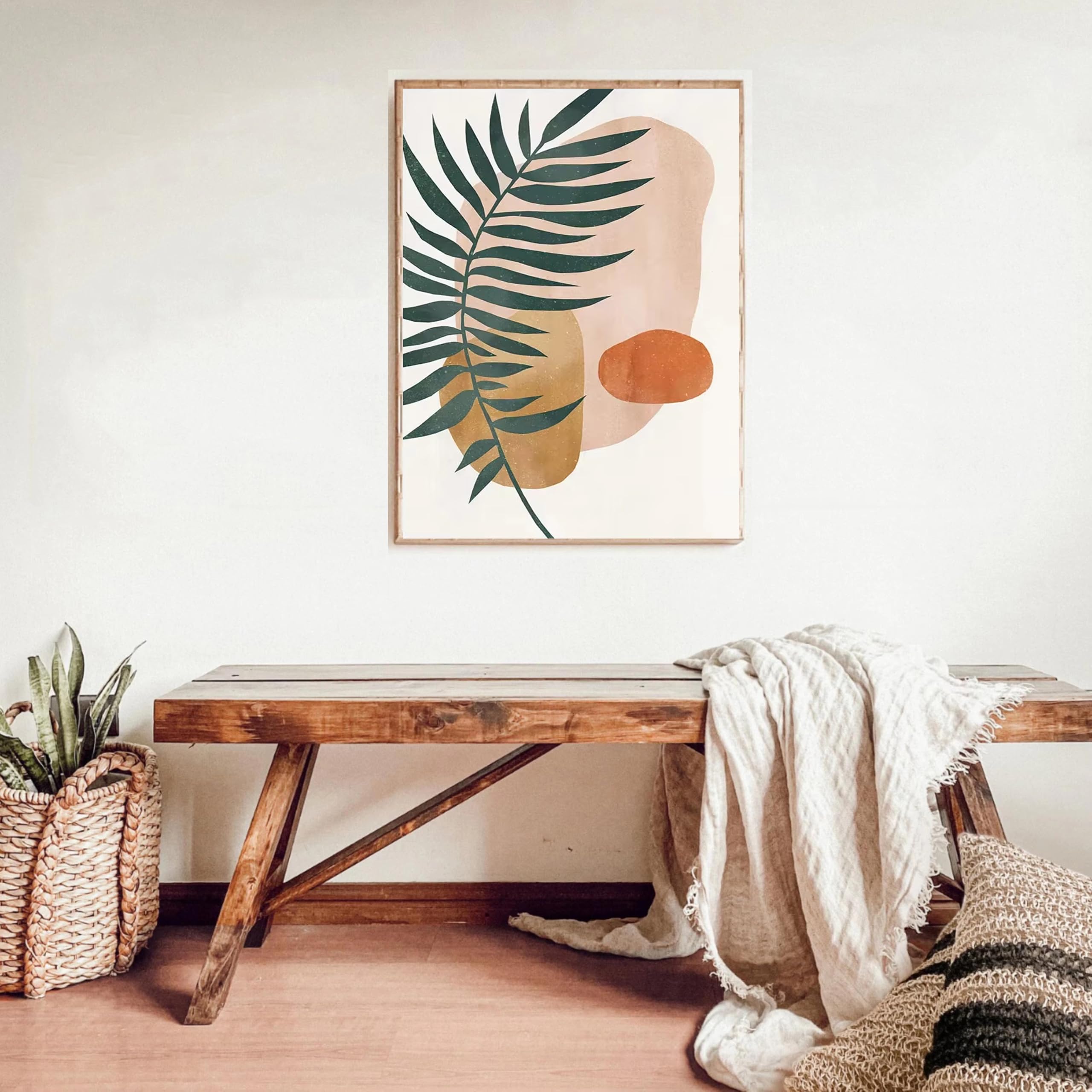 DFZEWKI Wall Art Boho Abstract Mountain Sun Vase Leaves Plant Canvas Painting Nordic and Prints Decor(60x80cm(24x31in)/No frame)