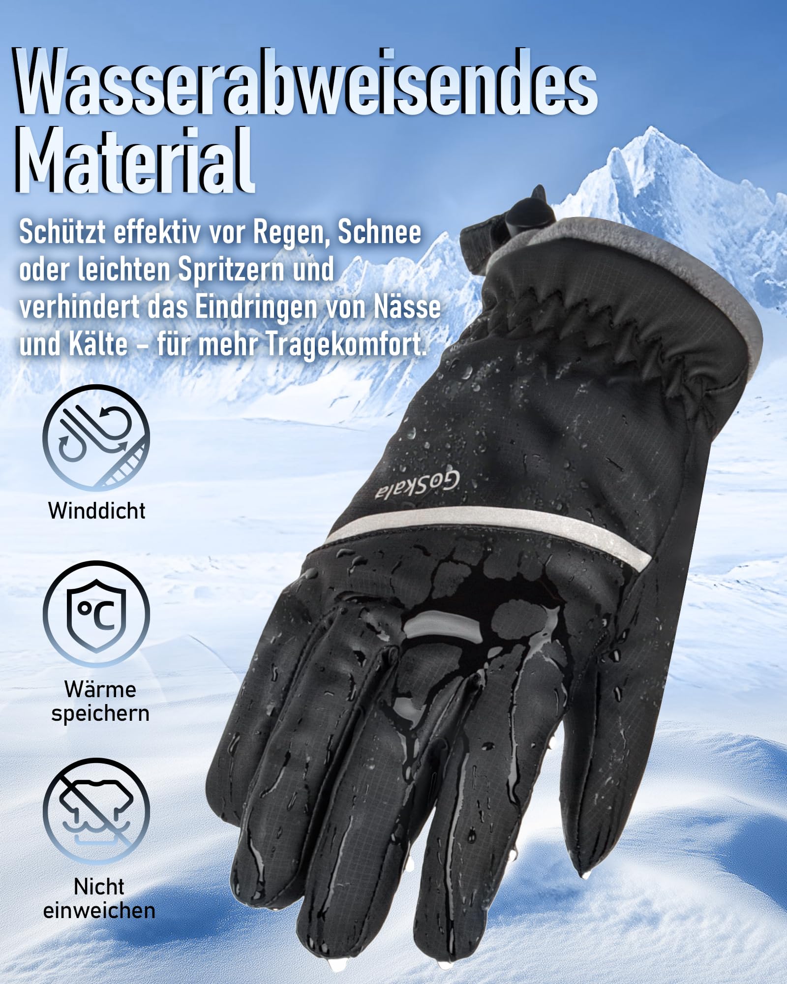 Handschuhe Herren Damen Winter Fahrradhandschuhe Warm Skihandschuhe Touchscreen Thermohandschuhe rutschfeste Sporthandschuhe wasserdichte Gloves