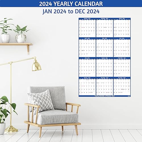 Miniatura 2 de Calendario de borrado en seco 2024, calendario anual grande de pared 2024, 38.2 x 25.2 pulgadas, calendario reversible de 2 lados 2024,