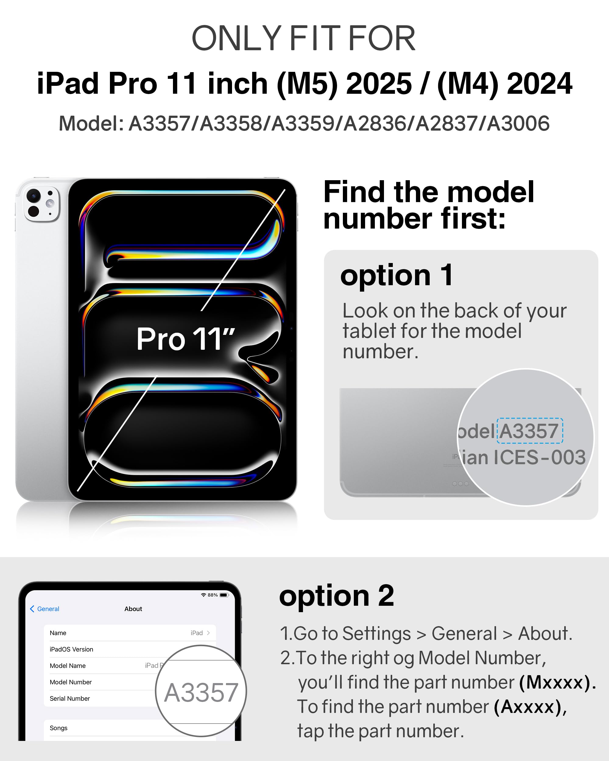 AUAUA Hülle für iPad Pro 11 Zoll (M5/M4) 2025/2024, Grau