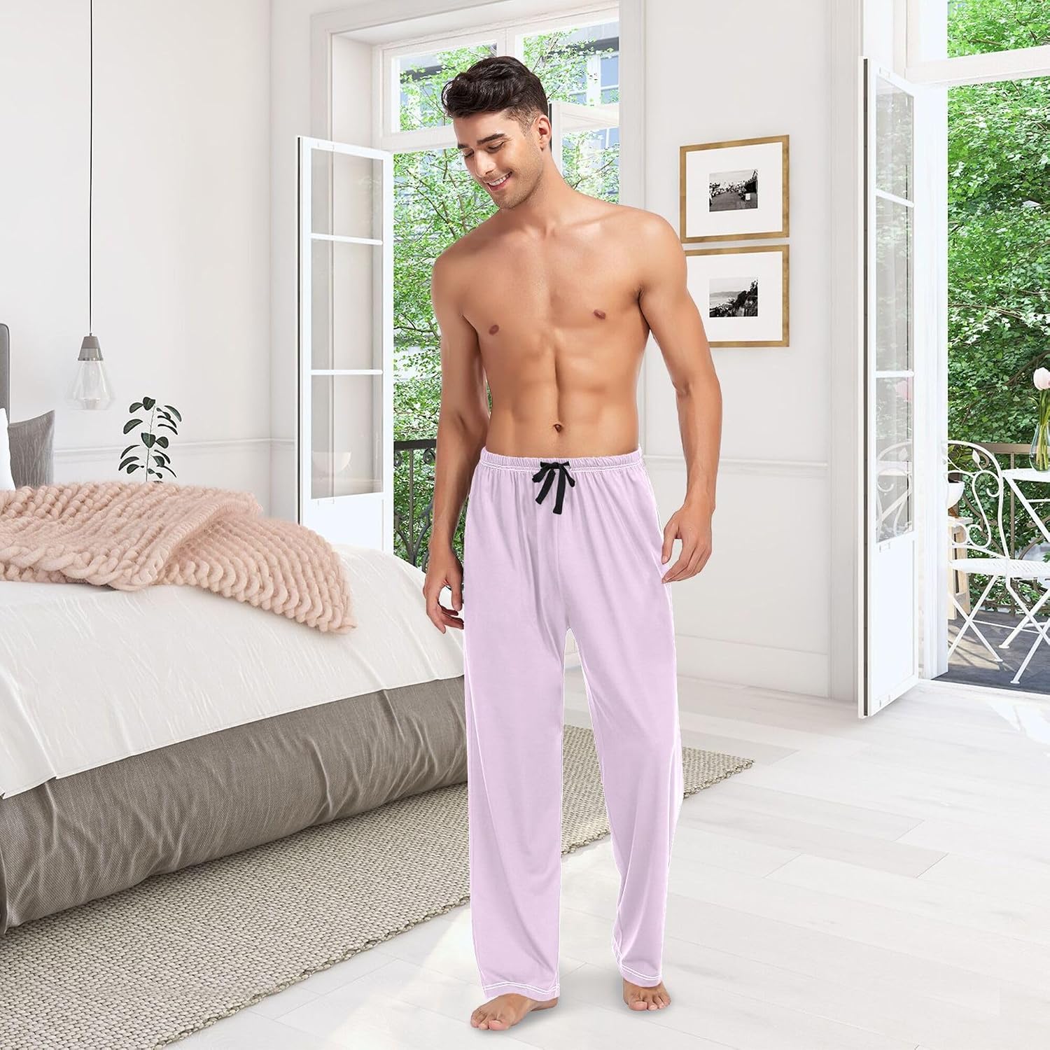 Thistle Men's Pajama Pants,Lounge Pants Pajama Bottoms with Pockets Drawstring,Men Sleep PJ Pants S
