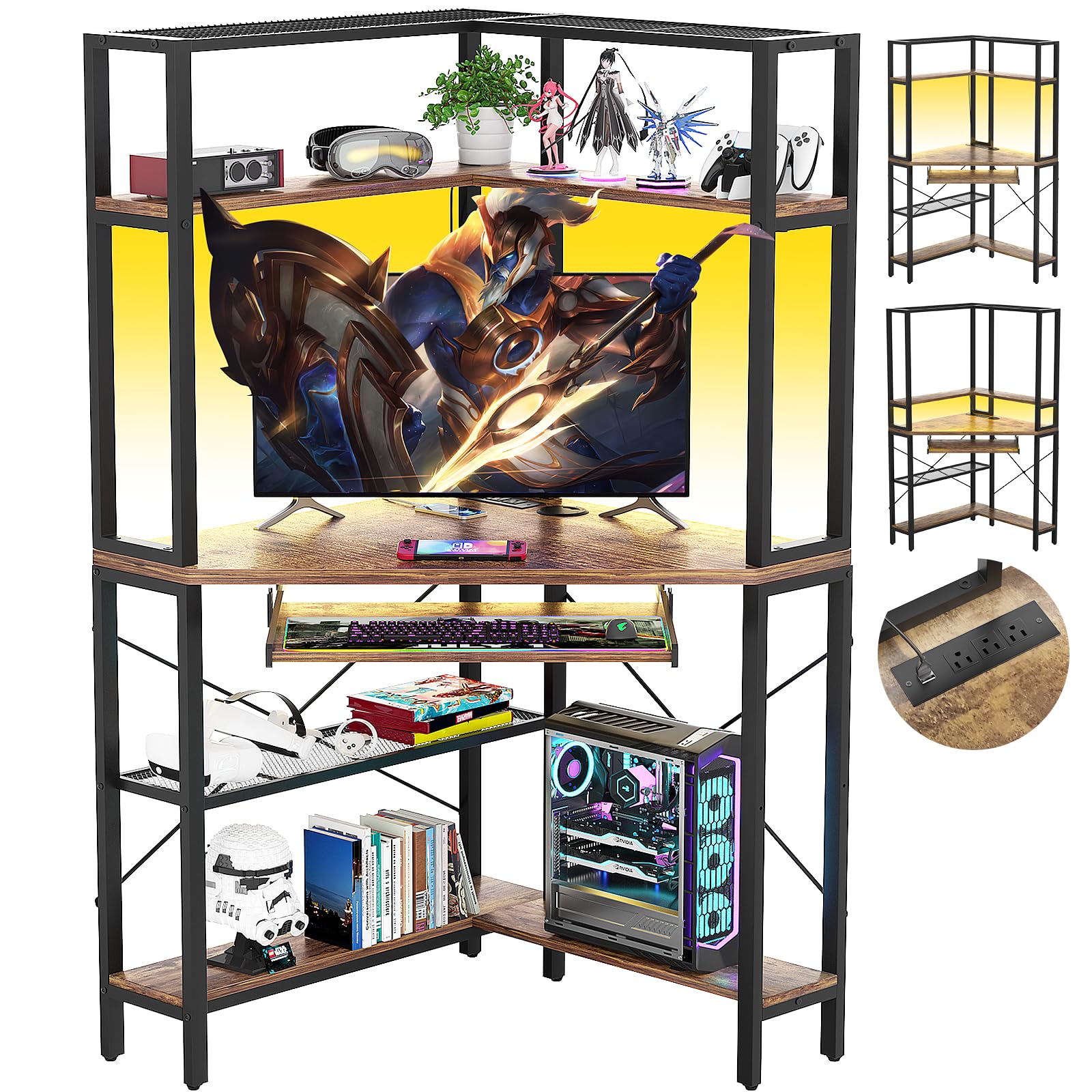 Cyclysio Small Corner Desk with Hutch dimensions