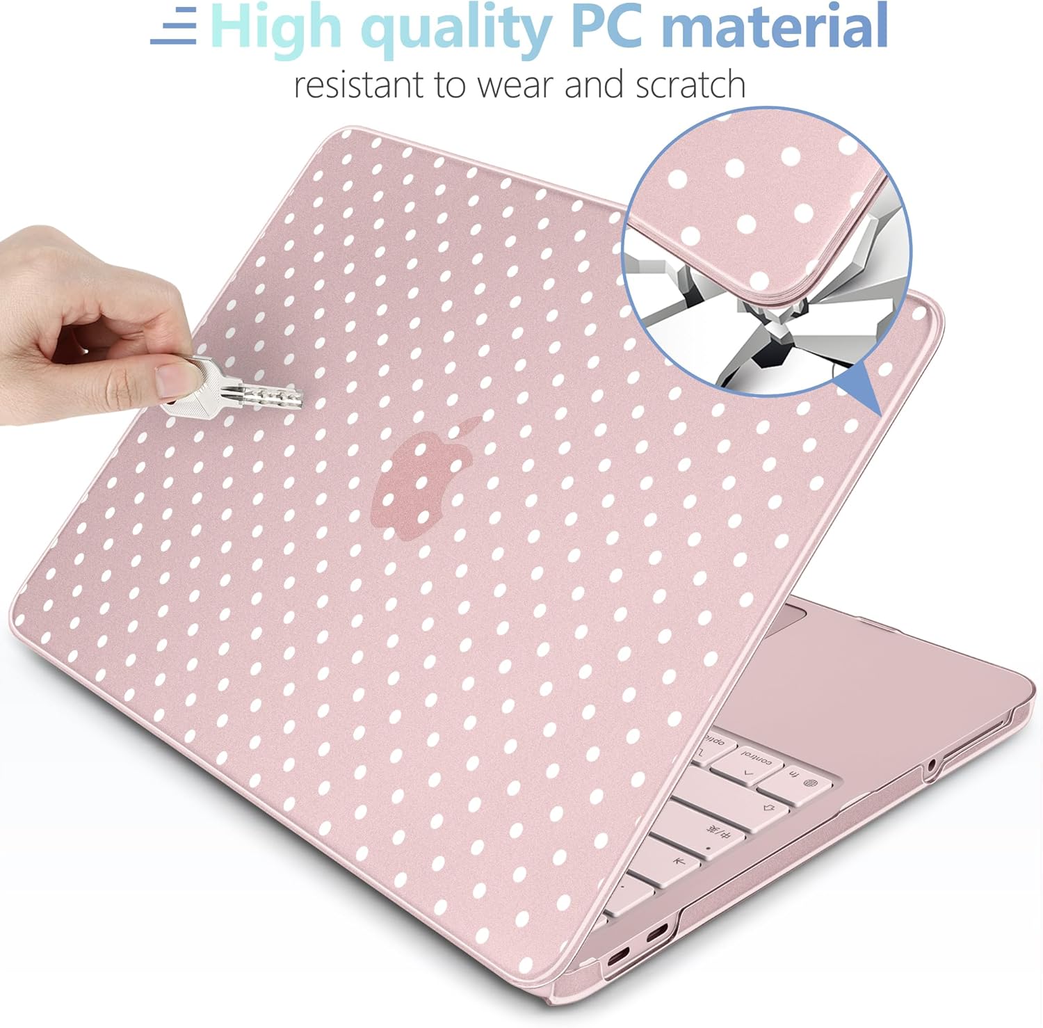 MEEgoodo Printed Case for New MacBook Neo 13 inch 2026 Release(Fit Model A3404), Laptop Hard Shell Cases with Keyboard Skin & Screen Protector & Webcam Covers, Blush & White Polka Dots