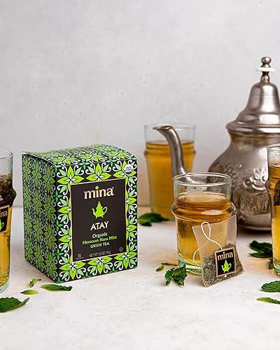Miniatura 5 de Mina Atay - Té verde de menta marroquí orgánico, 15 sobres biodegradables (paquete de 6) - Refrescantes bolsas de té de menta marroquí, té verde,