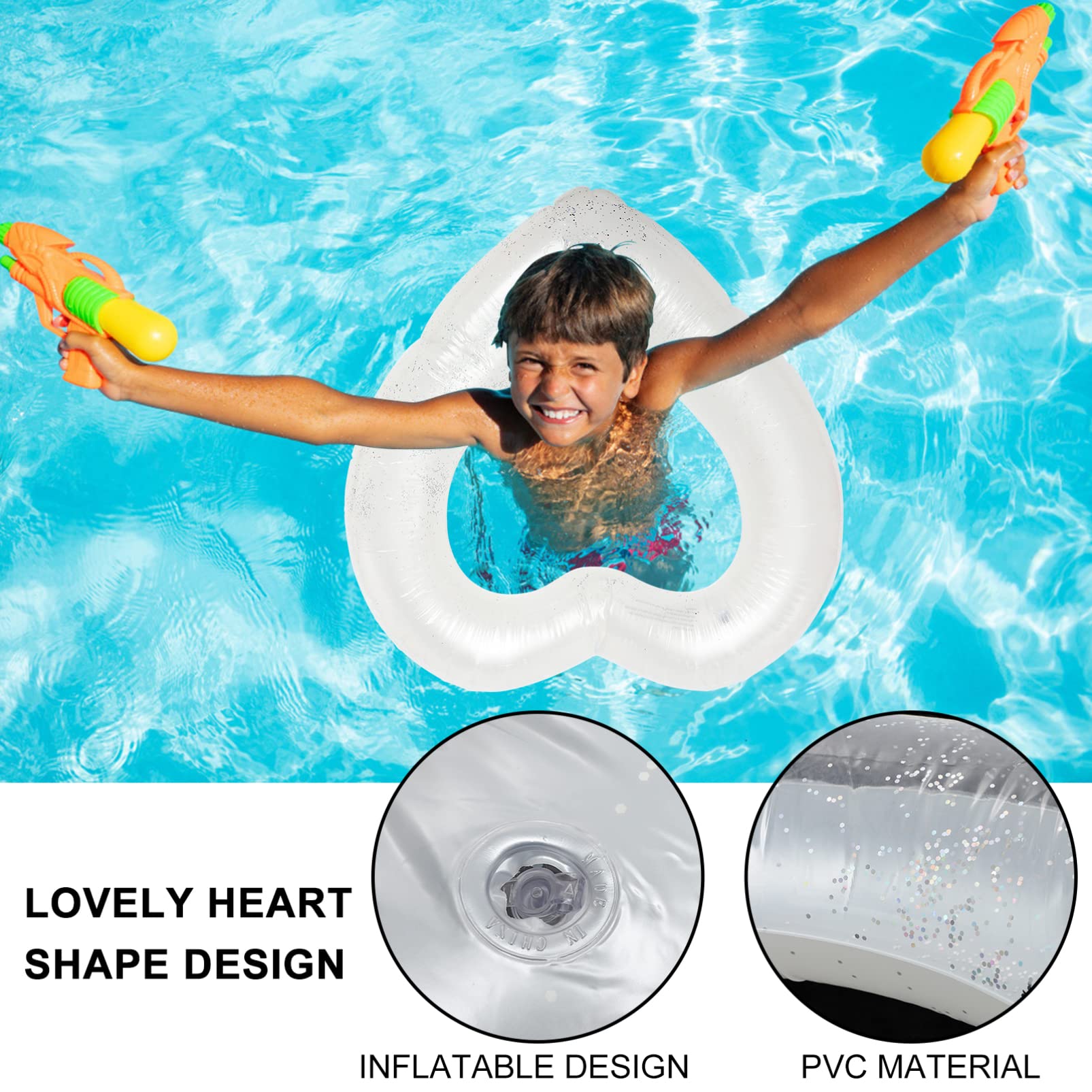 TOYANDONA Anillo de natación en Forma de corazón Anillos de Piscina inflables balsa Flota hinchables Pool Party Juguete de Piscina de Verano Anillo de natación Inflable de polivinilo