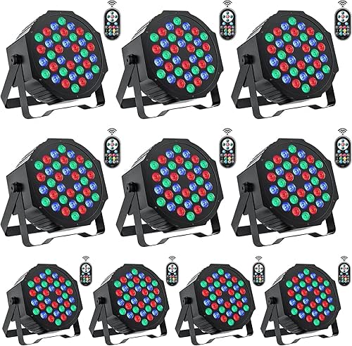 U`King Stage Lights 10 Packs 36LED RGB LED Par Lights,