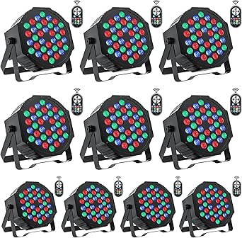 U'King 10 Pack RGB LED Par Stage Lights with Remote & DMX Control