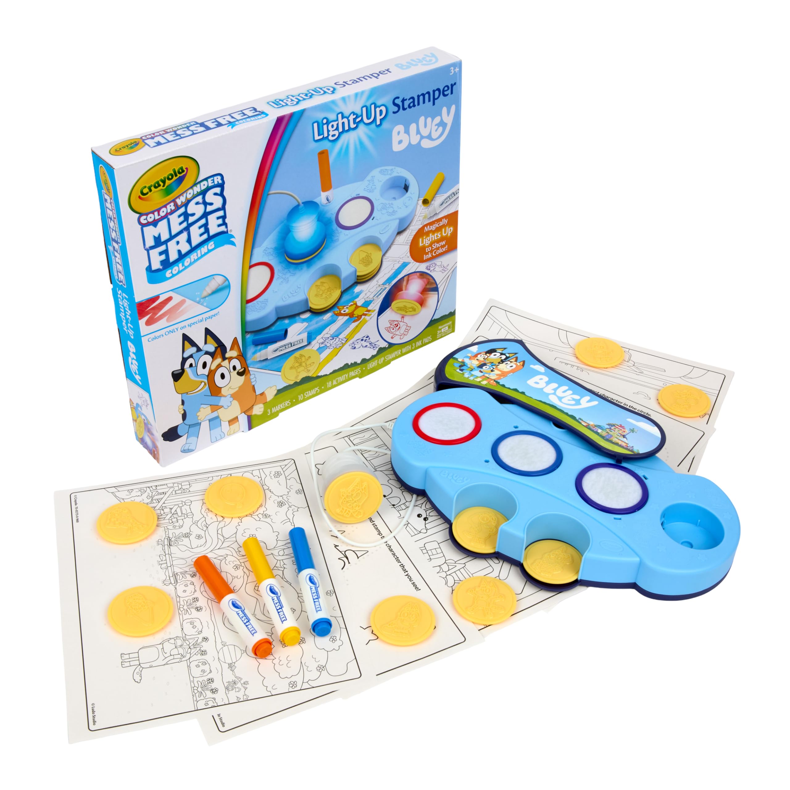 Crayola Set di arte magica con luce blu per bambini, libro da colorare e timbro anti-orgasmo, giocattolo blu per bambini dai 3 anni, 4 e 5 anni