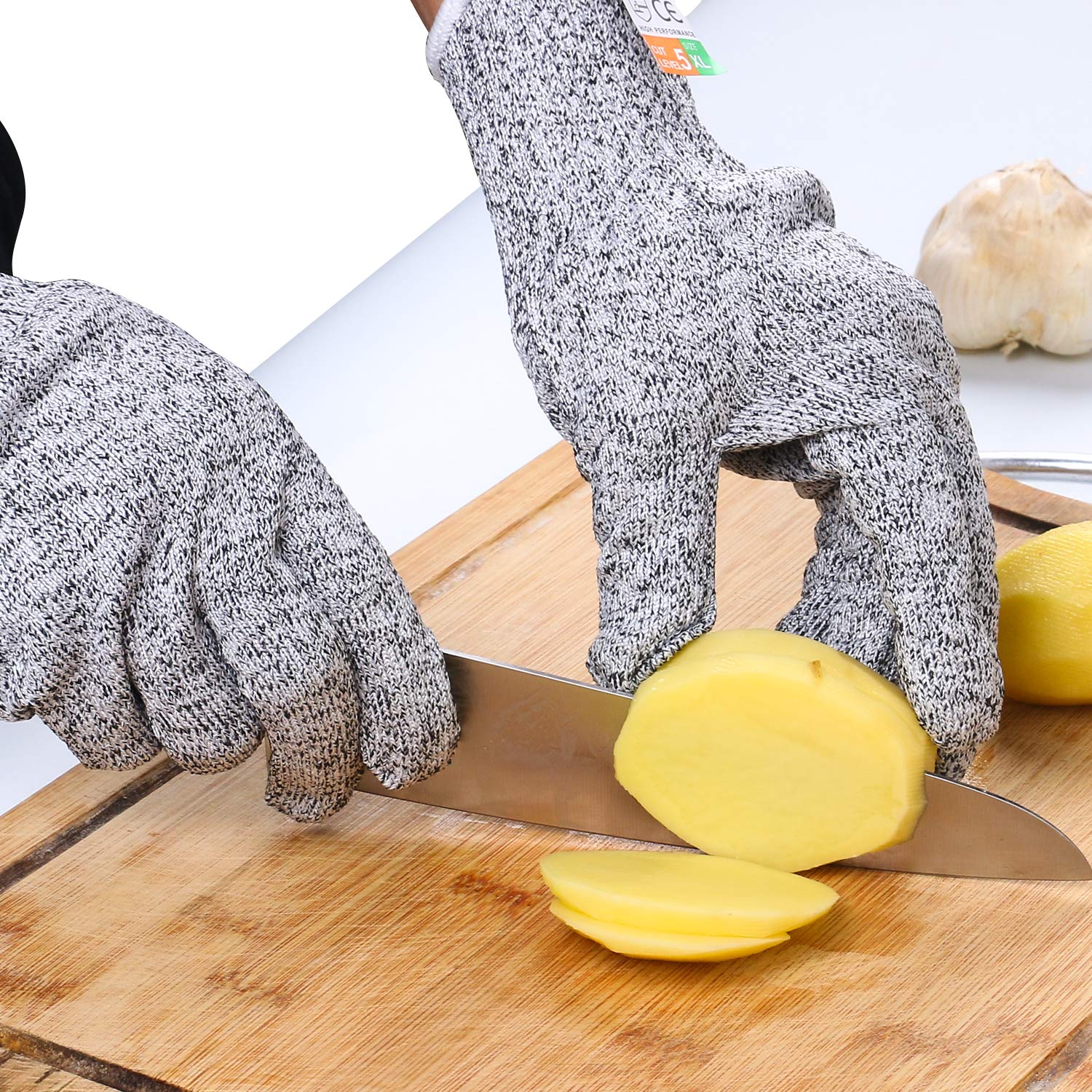 ThreeH Guantes resistentes a cortes Guantes de cocina de seguridad de nivel 5 para corte de carne, tallado de madera, despiece, tallado GL02 S