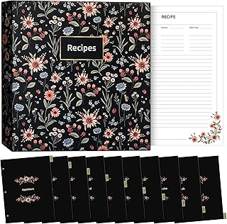 Recipe Organizer, 3 Ring Recipe Binder with 11"x8.5" Recipe Cards, 10 Tab Divider Cookbook Organizer with Plastic Sleeves (35), Recipe Book to Write in Your Own Recipes