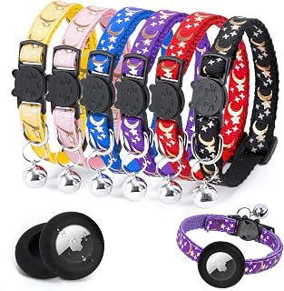 Airtag Cat Necklace with Bell Cat Necklace Quick Release Reflective Adjustable Suitable for All House Cats Puppy Accessories (Pack of 8)