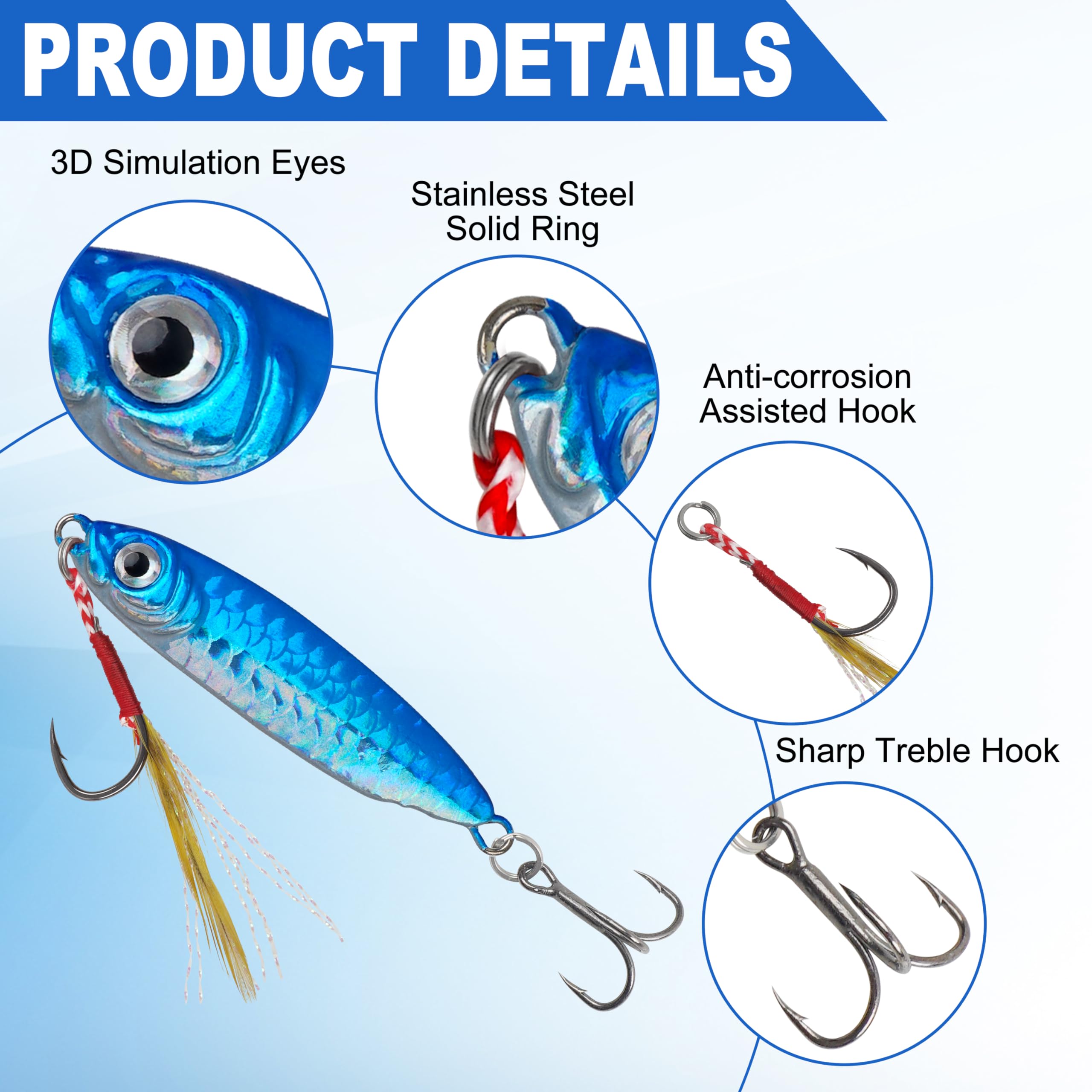 dr fish saltwater fishing lures Dr.Fish 3pcs Metal Sea 1.06oz a colorful scale pattern Dr.fish 5-Piece Metal Fishing Lures