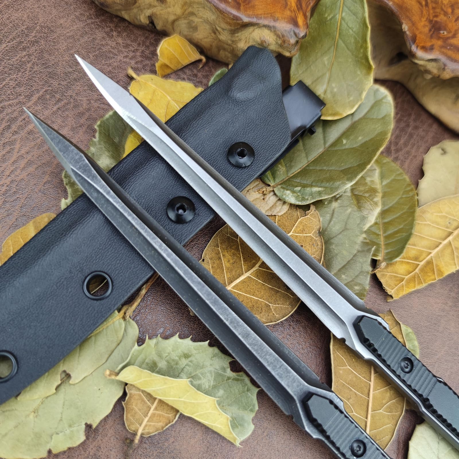 huaao Outdoor Messer Survival Jagdmesser, Full-Tang Feststehende Klingemit mit Kydex Scheide, 440C Stahl, Bushcraft Messer