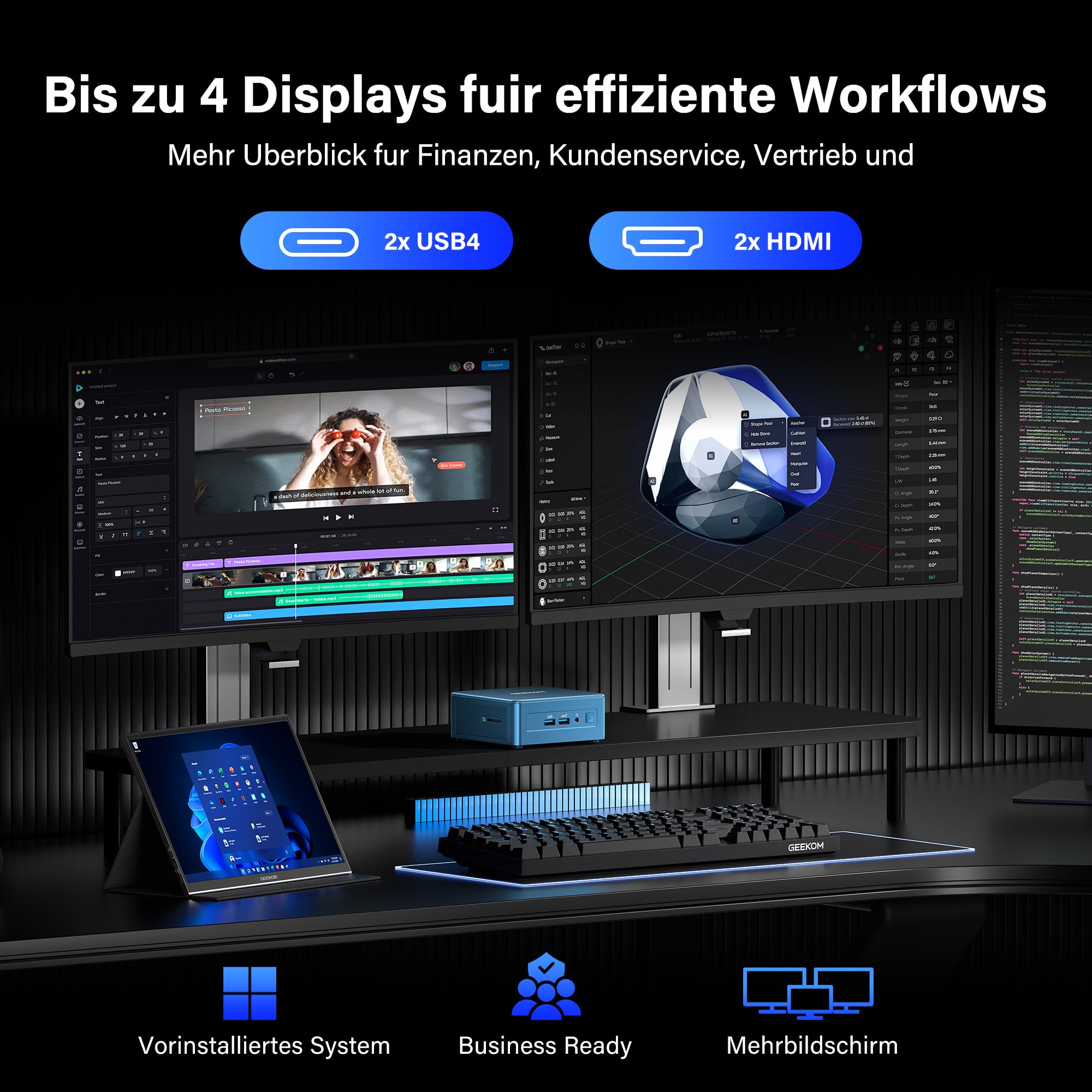 GEEKOM Business Mini PC IT12, Intel Core i5-12450H, [3-Jahren-Garantie]