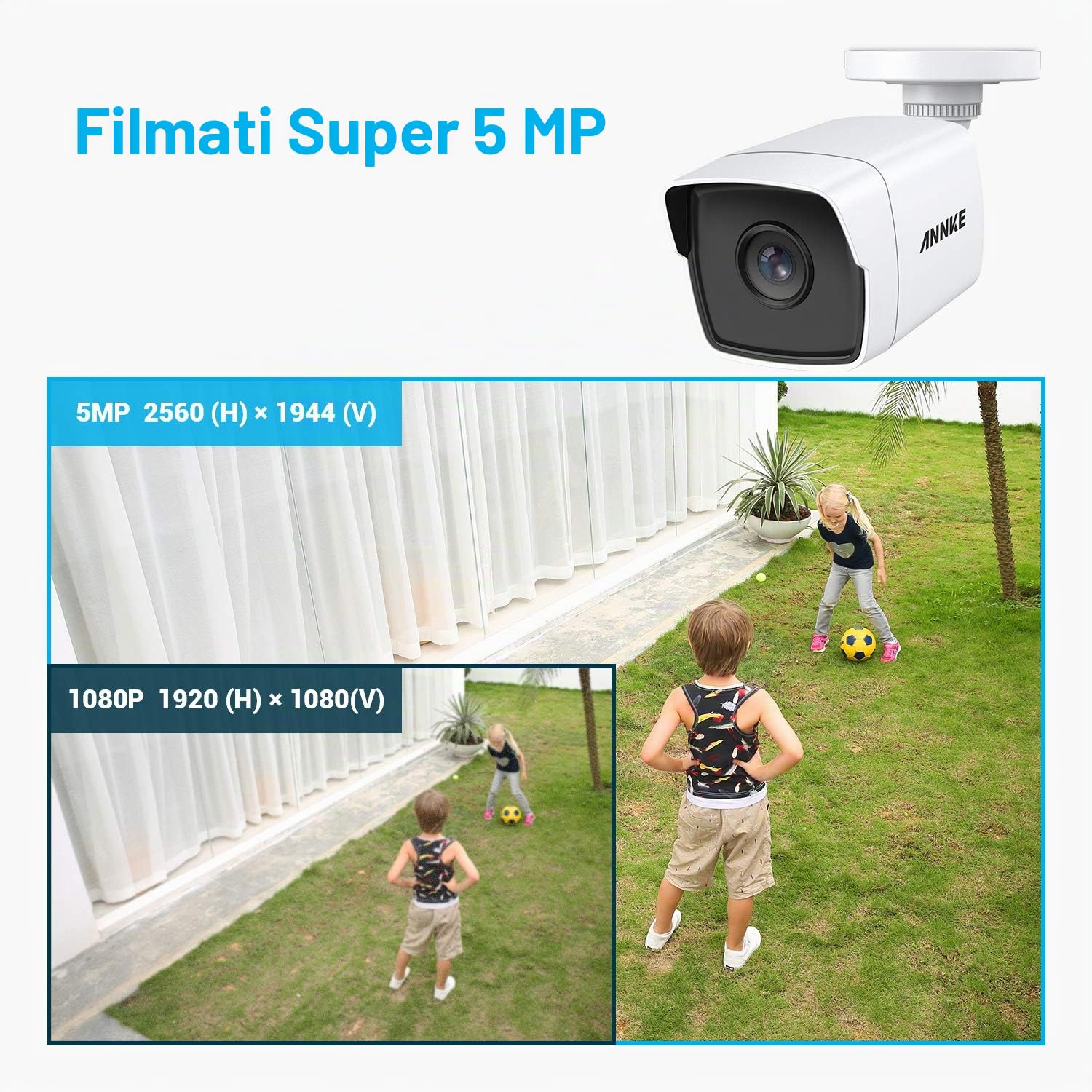 ANNKE 4pcs 5MP Analogica Videocamera Sorveglianza Esterno per DVR Kit Videosorveglianza, 30M EXIR Visione Notturna Telecamere da Esterno, Bianco