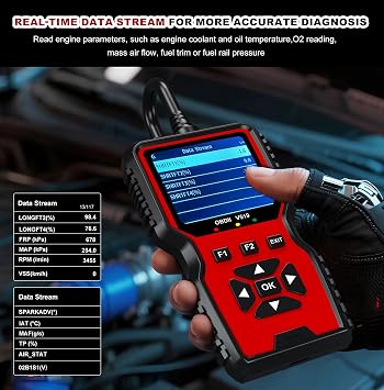V519 OBD2 Diagnostic Scanner Tool - Vechicle Check Engine Light Code Reader with Battery Voltage Tester, I/M Readiness, Reset, and Code Eraser for All OBDII Car Since 1996 Red