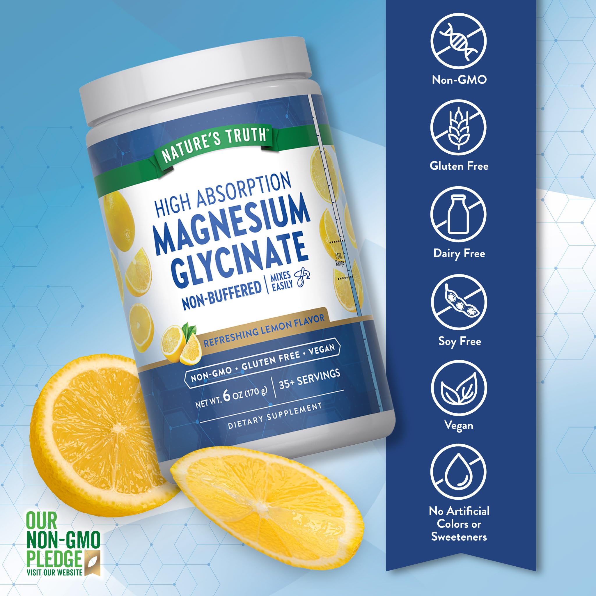 Nature's Truth Magnesium Glycinate Powder | 6 oz | Lemon Flavor — Amazon image 3