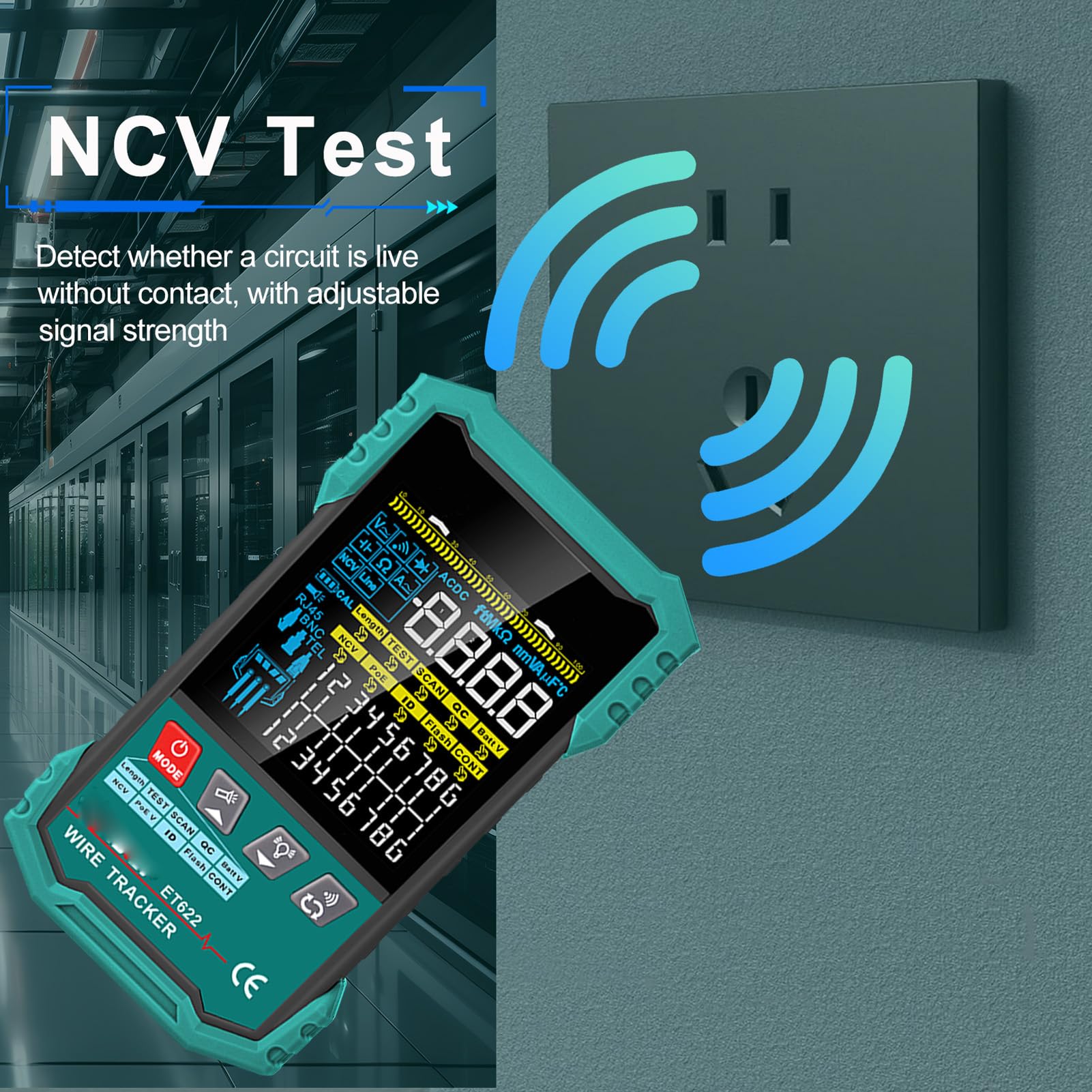 Fafeicy RJ45 RJ11-Kabeltester, Ethernet-Kabeltester, Multifunktionales LAN-Netzwerk, CAT5, CAT6 mit POE, NCV-Test, Digitales Kabelscannen für Netzwerkinstallateure, IT-Experten