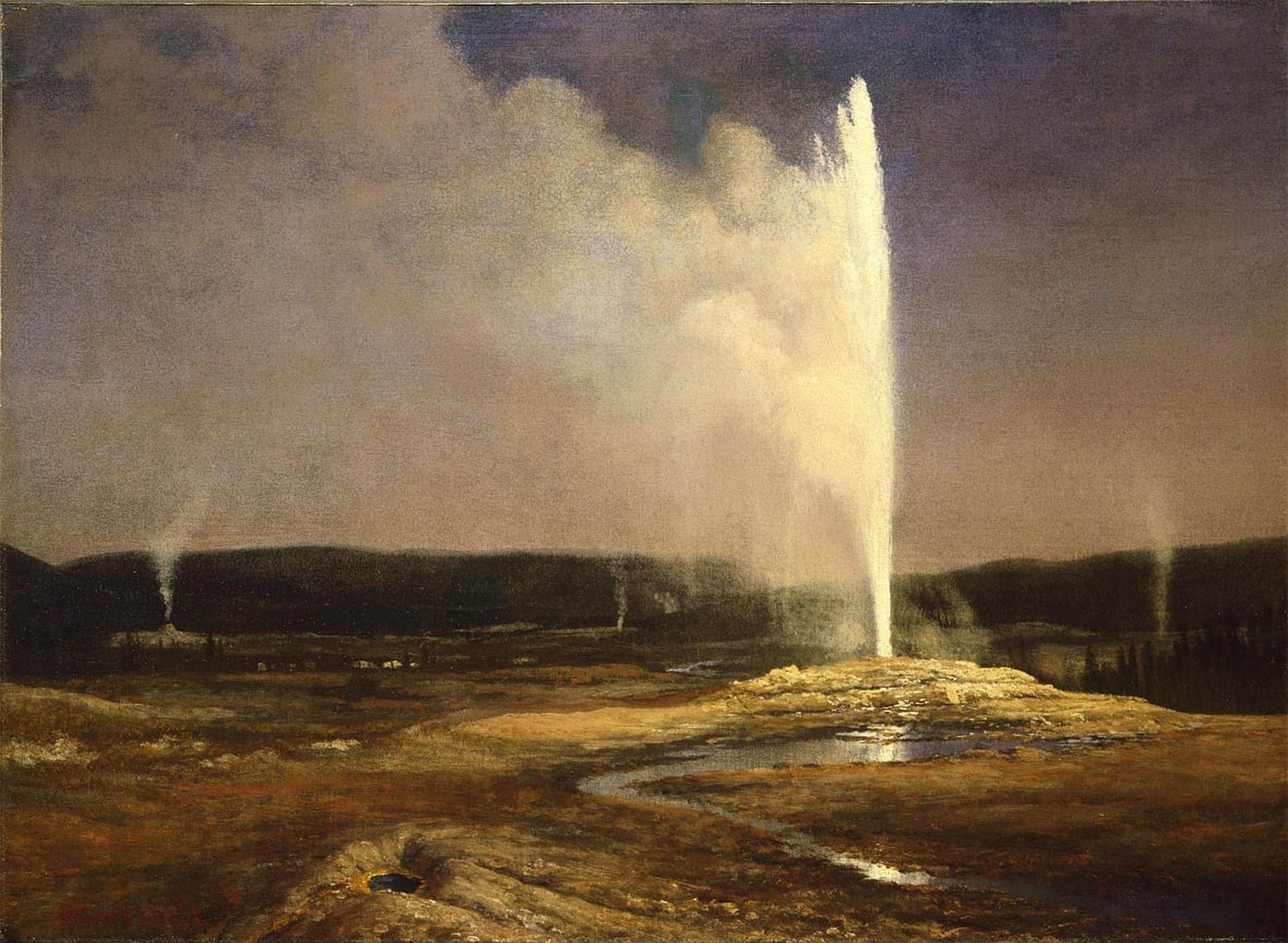 ARTXLXXBN Famous Painting Art Wall Decor Abstract Art Picture Geysers by Albert Bierstadt Animal Pictures for Home Decor 60x90cm