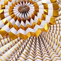 Vista 3 de SUNBEAUTY Abanicos de papel dorados y negros para fondo de fiesta de té, boda, primavera, cumpleaños, aula, baby shower, Halloween, decoración