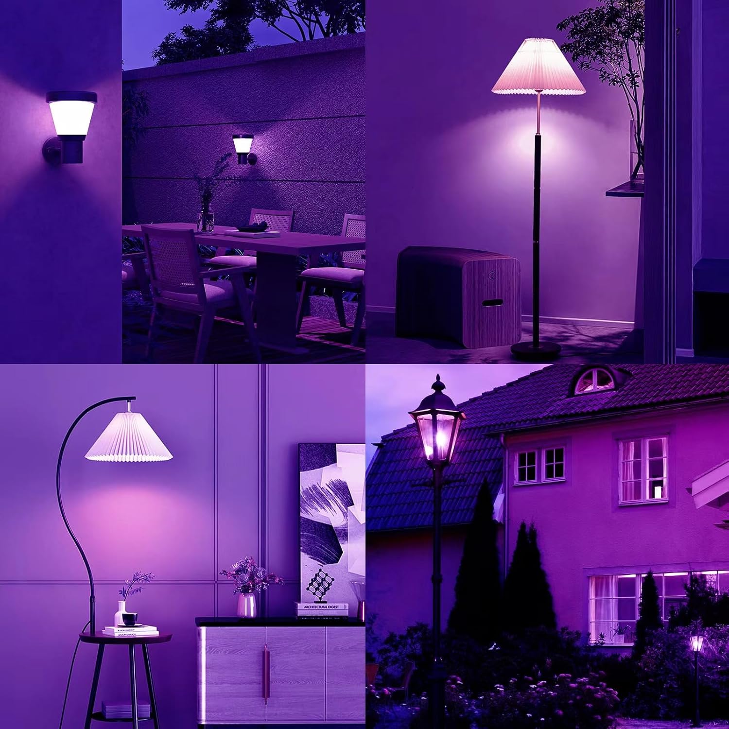 JAHEKS Purple Light Bulbs for Outdoor Porch, 9W(60W Equivalent) E26 Base LED Purple Bulb for Halloween Christmas Wedding,Party,Bar,Holiday Lighting,Home Decor, 2-Pack