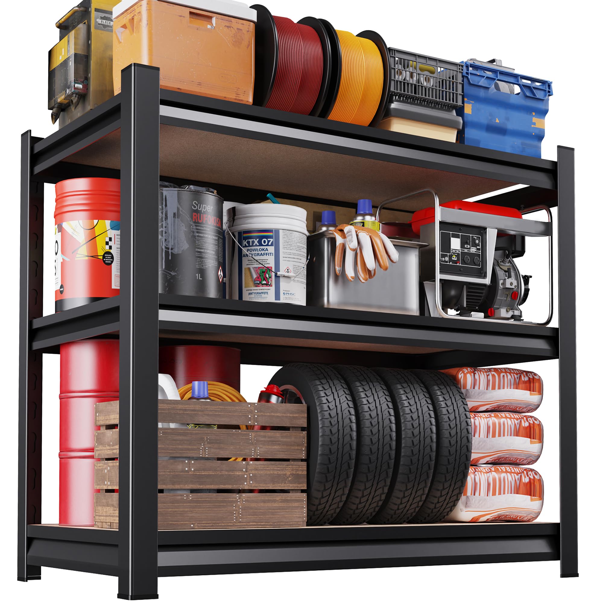 33"Hx35"Wx16"D Garage Shelving,3 Tier Garage Storage Shelves,Adjustable Heavy Duty Metal Shelving Units and Storage Large Rack,Utility Steel Shelf For Shop Warehouse Industrial Pantry Basement