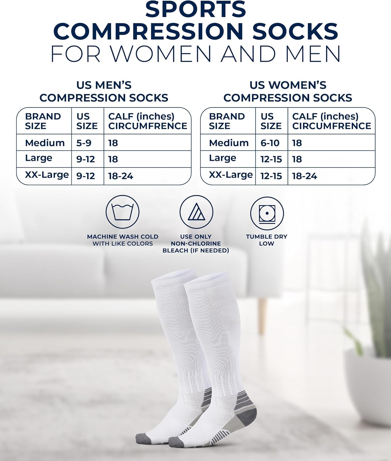 Pembrook 3 Pairs Compression Socks 20-30 mmHg - Compression Socks for Women 20-30 mmHg Knee High | Flying, Travel | White Large - Image 6