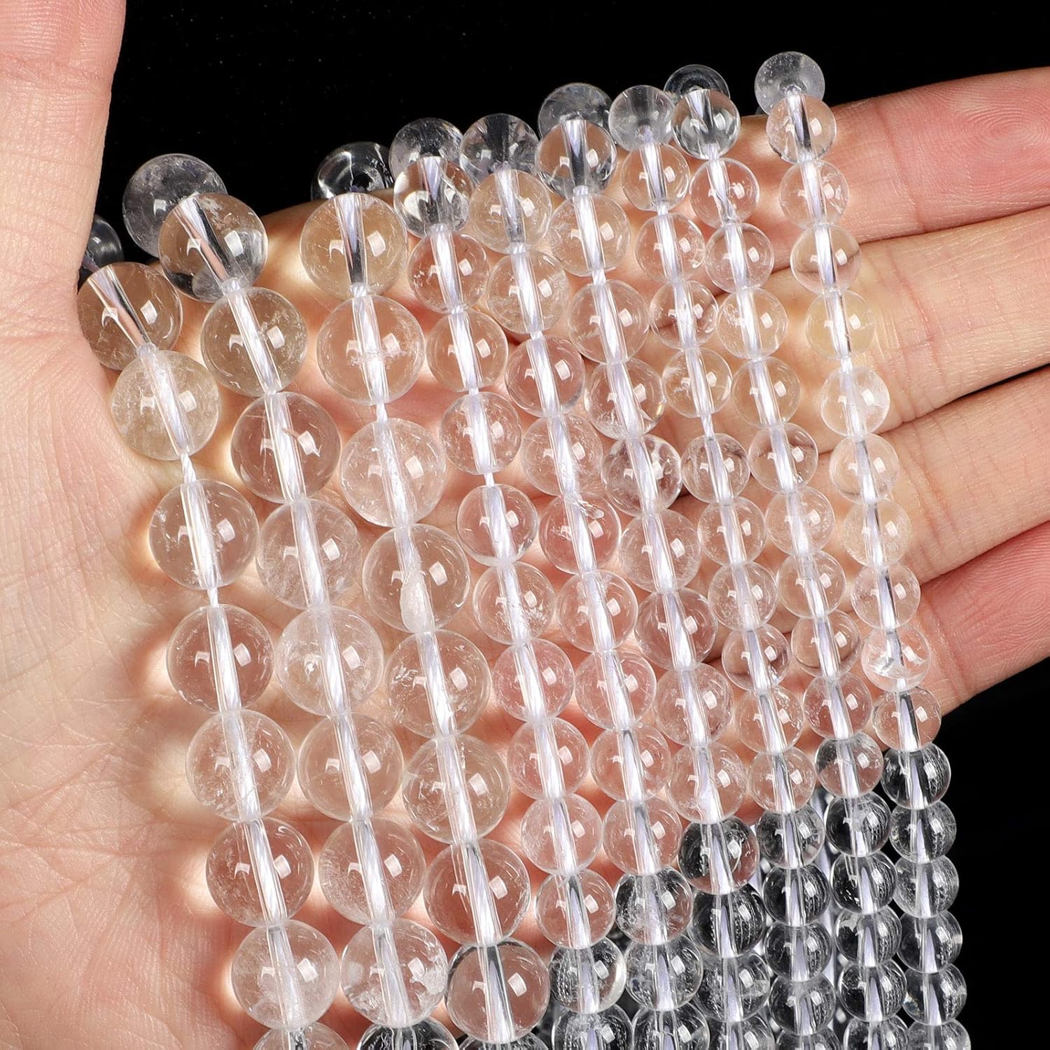 45pcs 8mm White Crystal Quartz Gemstones,Natural Stone Beads for Jewelry Making (Bracelet,Necklace, Earrings), Energy Stone Healing Power-Enjoy DIY Making White Crystal Quartz 8mm