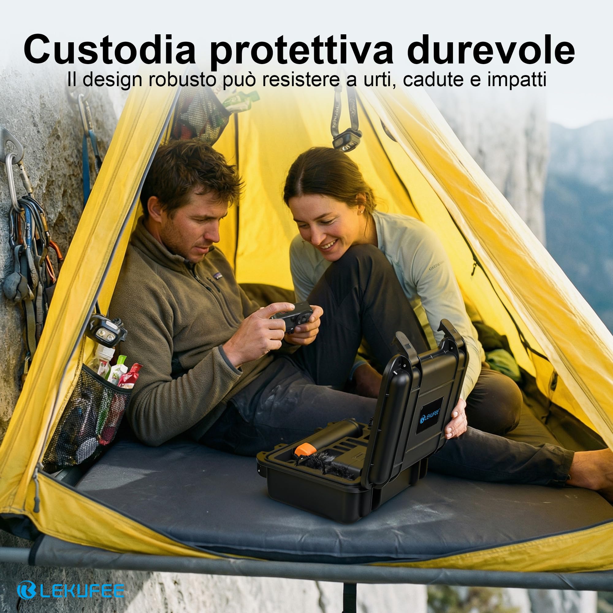 LEKUFEE Piccola Custodia Rigida Impermeabile per DJI Osmo Action 6/5 Pro/4/3,Combo Adventure,Combo Essenziale,Combo Standard e Accessori (Solo Valigia)
