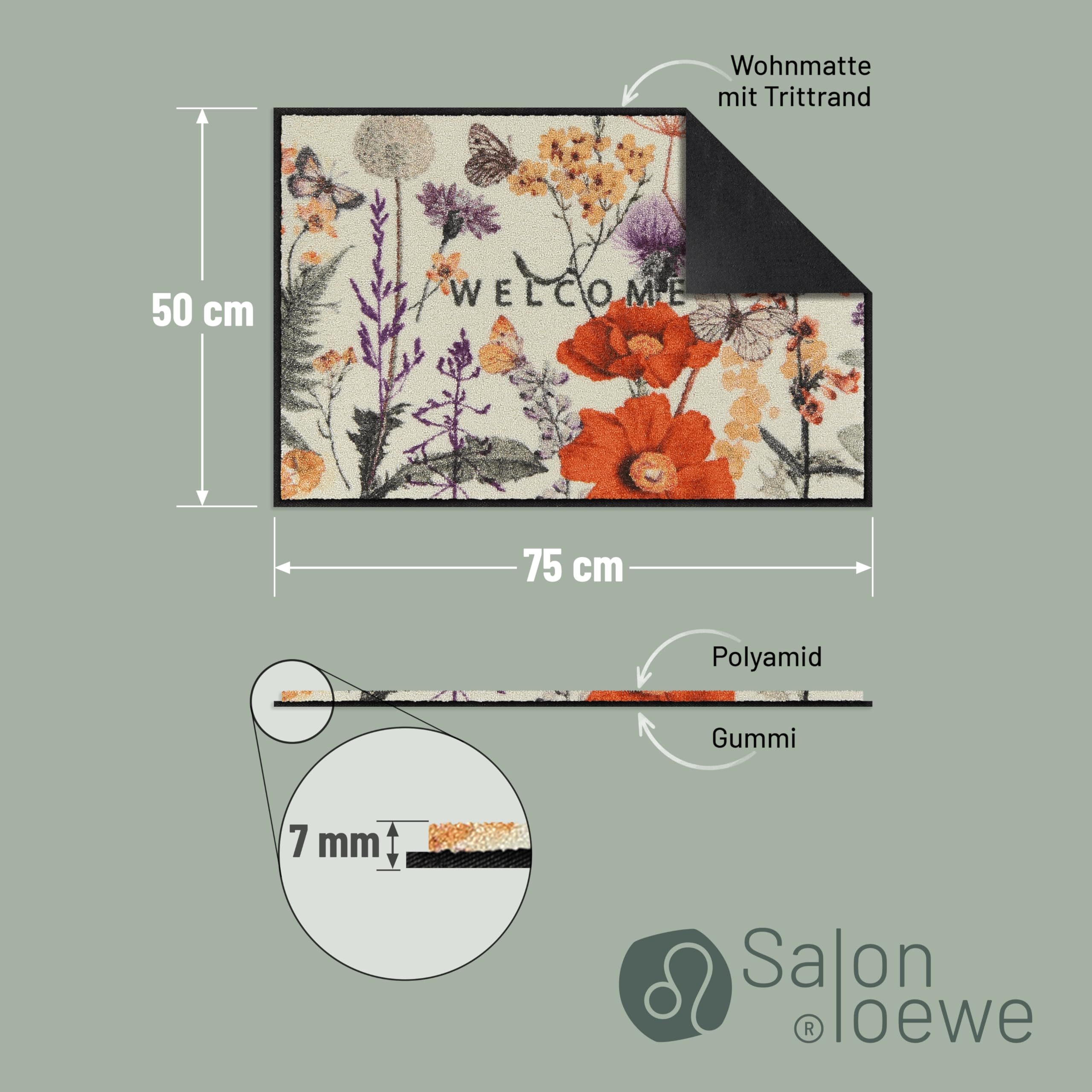 Salonloewe Fussmatte Late Summer I Schmutzfangmatte & Fußabtreter für Innen 50 x 75 cm