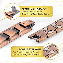 MagnetRX Pure Copper Bracelet for Men - Effective Ultra Strength Magnetic Copper Bracelets - Adjustable Bracelet Length with Included Sizing Tool (Leo Style)