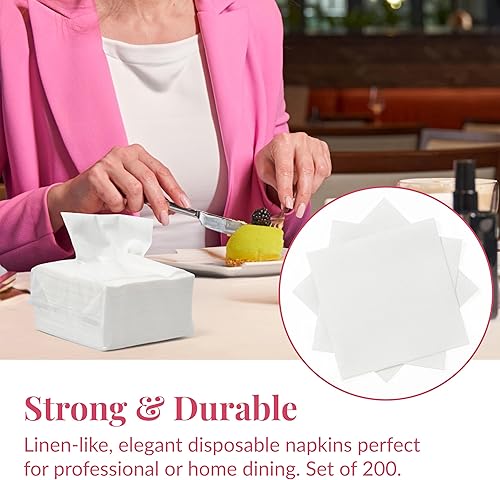 Vista 29 de Prestee 200 toallas de mano de papel desechables que se sienten como servilletas de lino, 2 capas, toallas de invitados, servilletas de papel