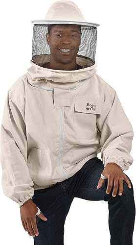 Miniatura 5 de Bees & Co K73 - Chaqueta de apicultor de algodón natural con velo redondo