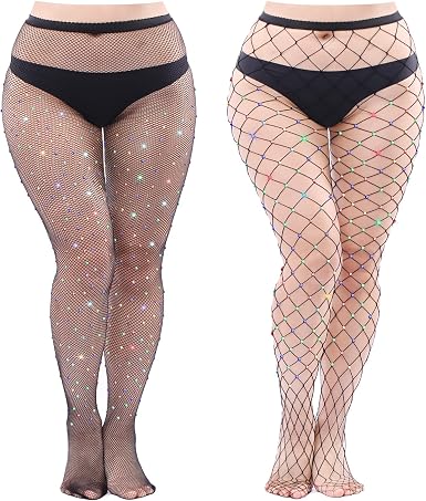 Apoway 2 Pairs Plus Size Fishnet 