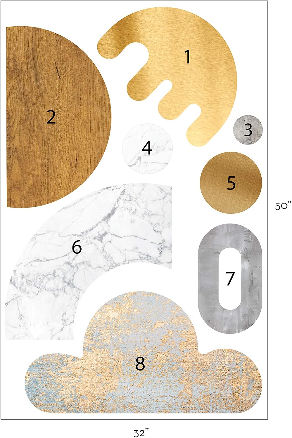 Minimalist Mid-Century Art Shapes Vinyl Peel and Stick Wall Stickers