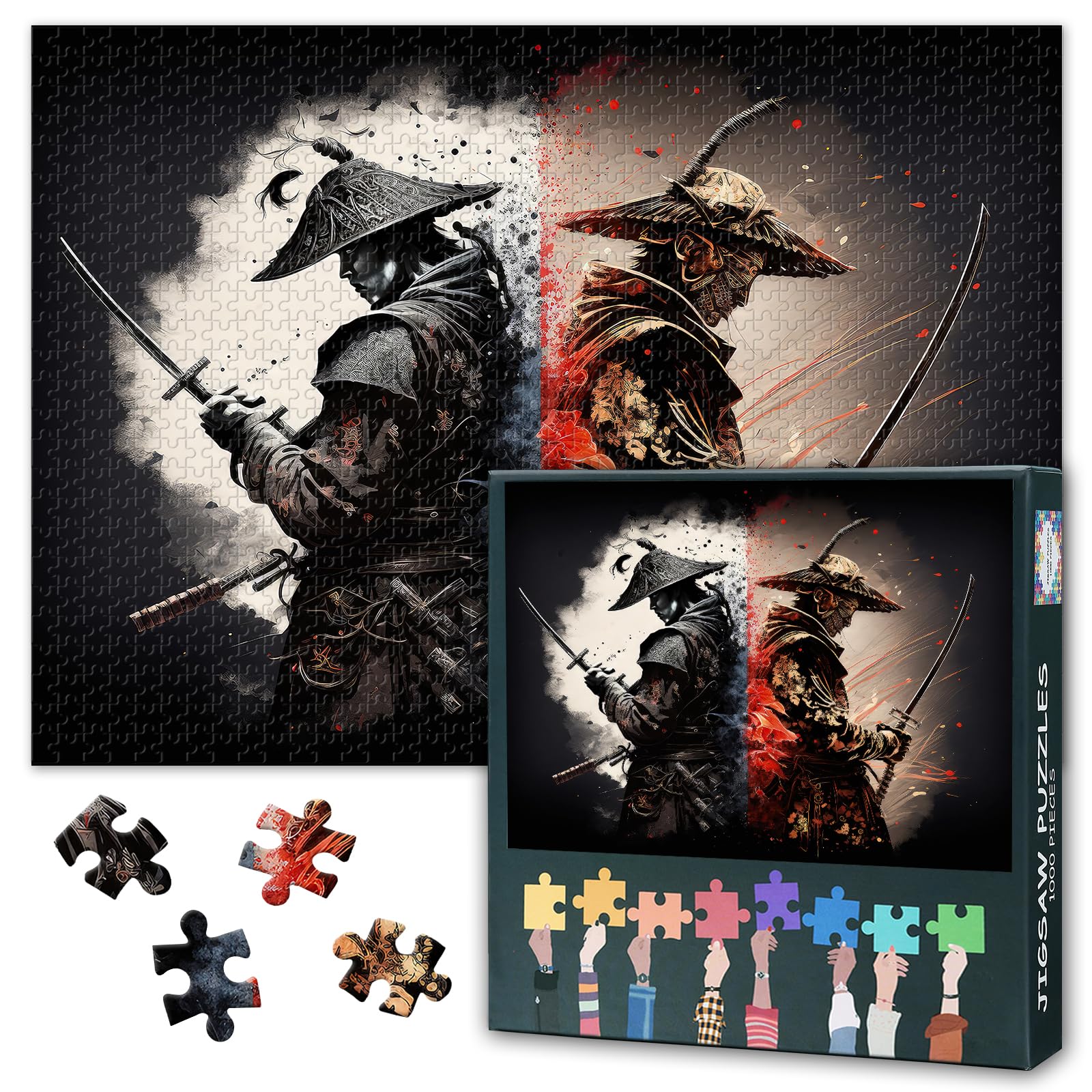 Premium 1000 Piece Puzzle for Adults - Two Samurai Artwork | Middle Ages Samurai Challenging Jigsaw Puzzles for Adults Gift for Puzzle Enthusiasts 27.5" x 19.6"/70 * 50cm — image 1