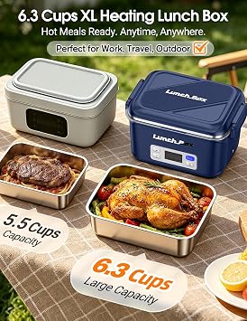 Cordless Electric Lunch Box Rechargeable for Men, 1.5L 27000mAh, Blue