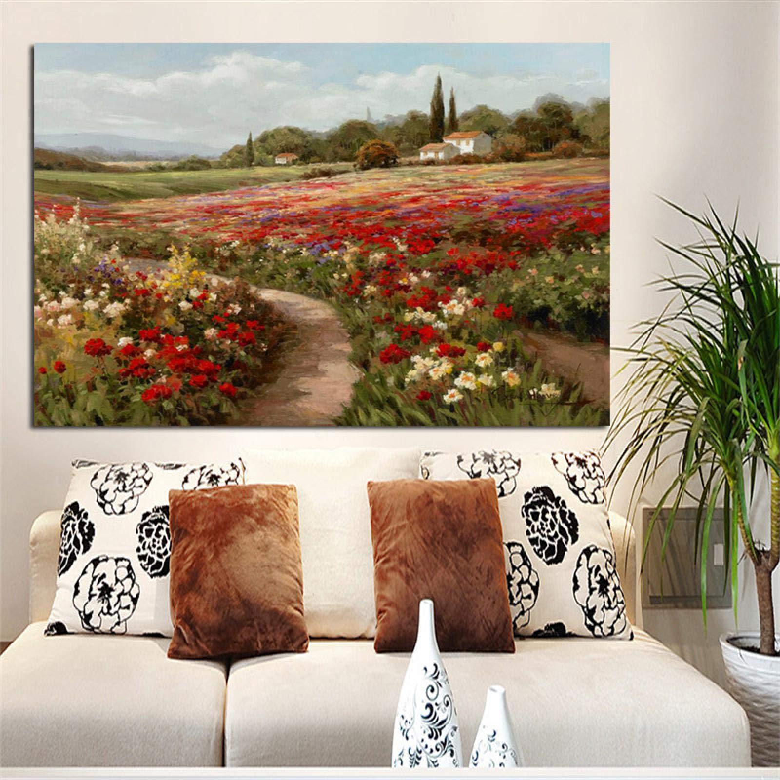 HSFFBHFBH Álamos campos paisaje impresionista de Claude Monet pintura sobre lienzo carteles e impresiones cuadro de pared para sala de estar 70x120 cm (27,5x47 pulgadas) marco interior