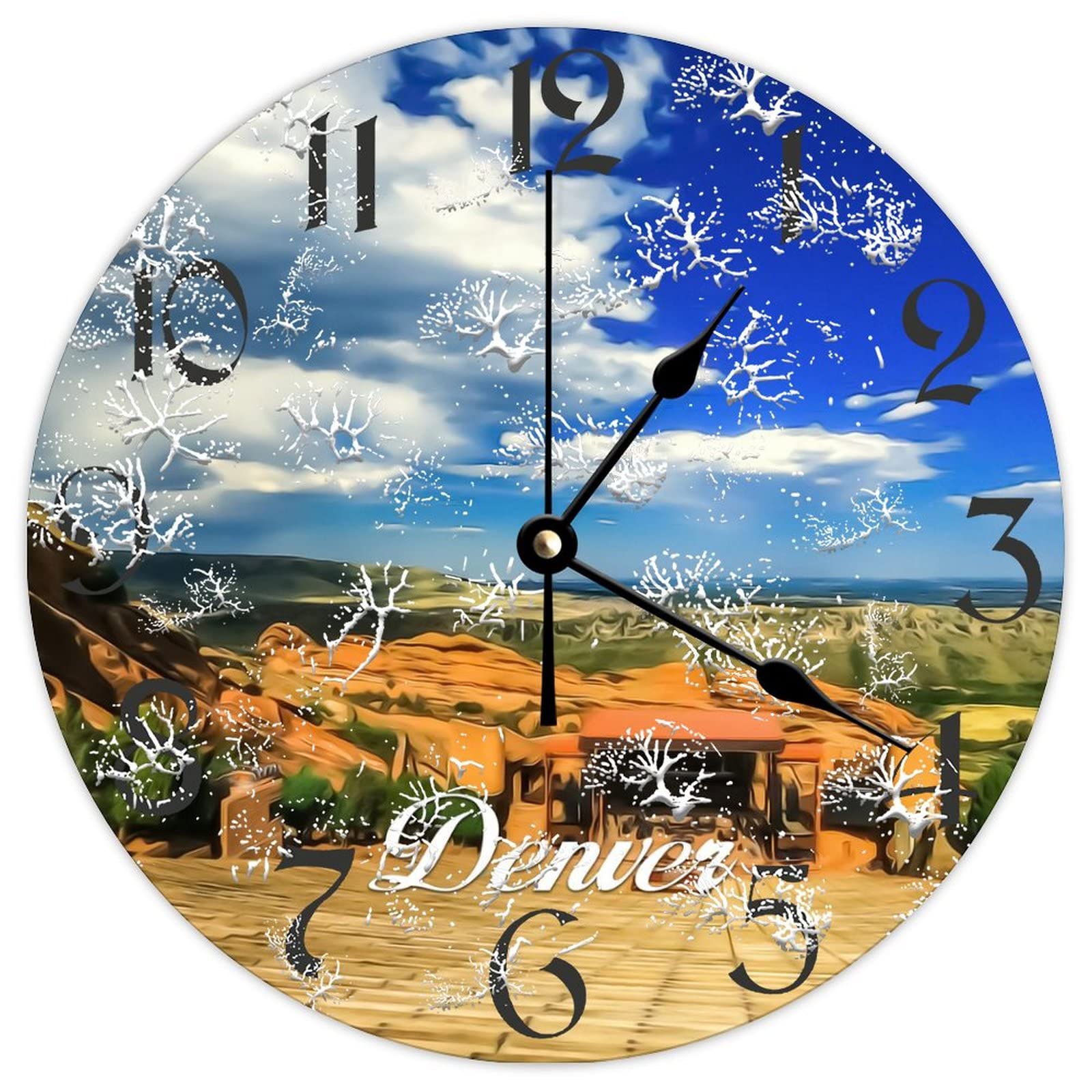 Horloge ronde en bois Denver City, le cadeau vintage idéal pour la maison