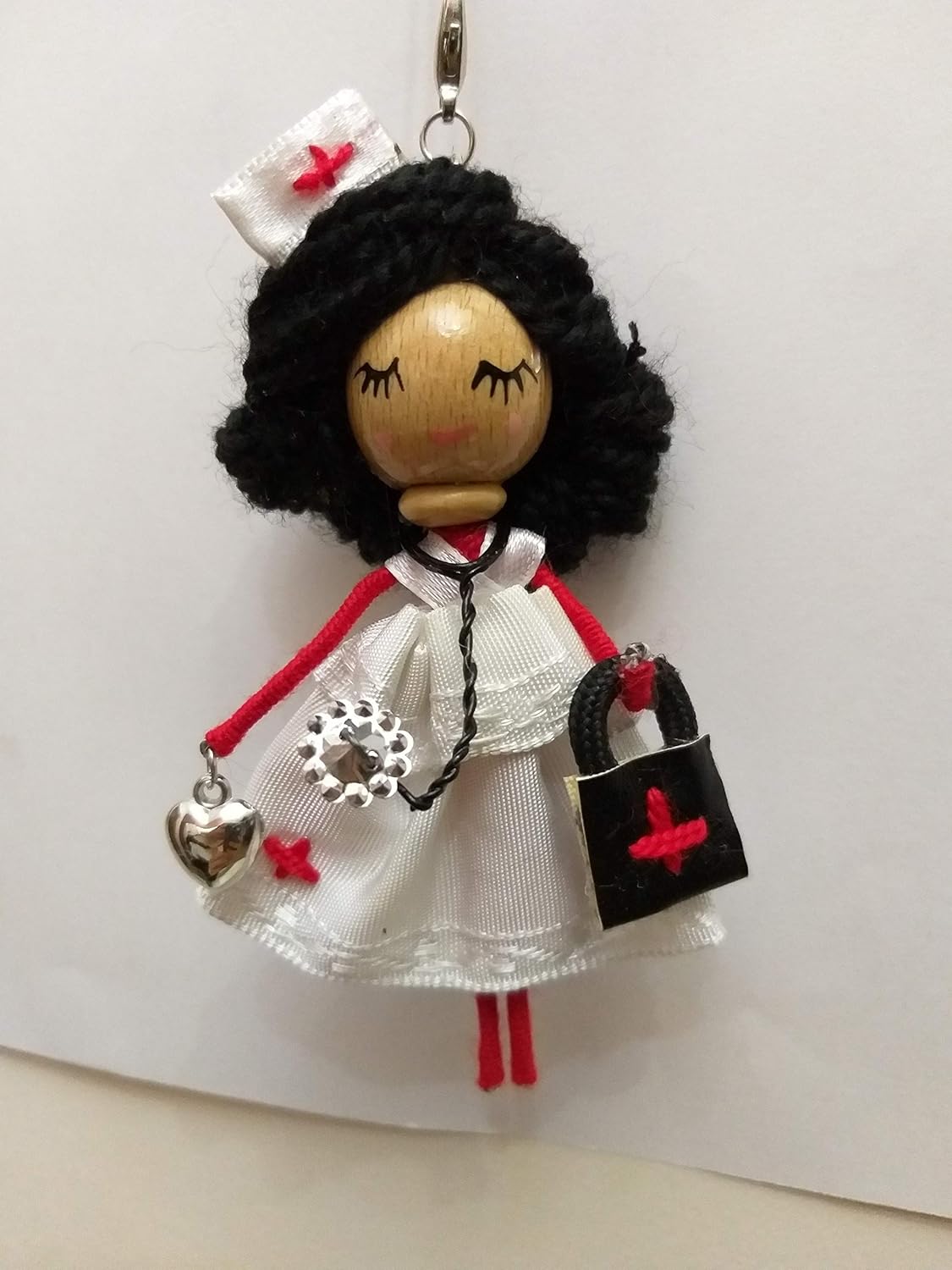 Handmade Doll - a Nurse. It is Made in Limited Quantity. The Original Decoration for Everyday and Festive Clothing, Especially for Medical Personnel. Size 3.5 by 1.5 inches