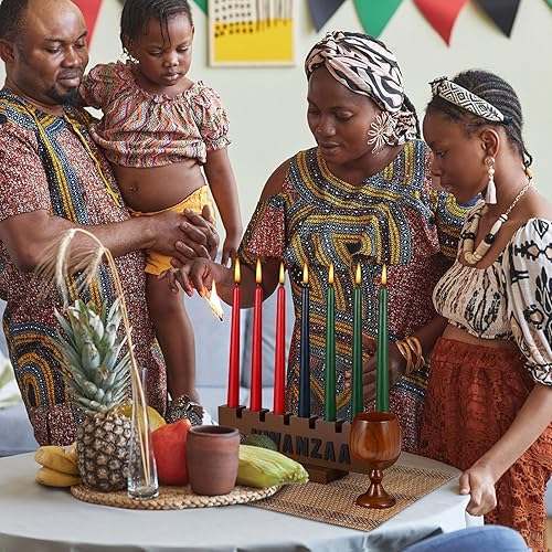Miniatura 6 de Juego de 10 piezas Kwanzaa Kinara de madera Kwanzaa Candelabro Kwanzaa Decoraciones de celebración