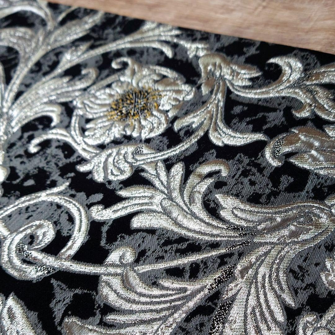 袋帯 黒銀 唐草 カッコいい 銀箔 唐花 ふくらし 袋帯 黒銀 唐花 袋帯 黒銀 唐草 カッコいい 銀箔 唐花 ふくらし