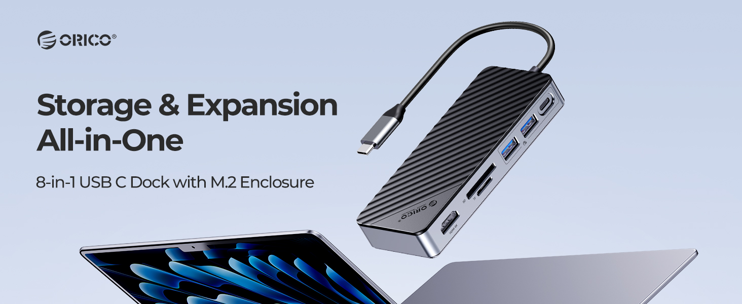 Docking Station con Doppio DisplayPort, Hub USB per Laptop 8 in 1 con 2 DP, 1 HDMI, VGA, USB C 2.0 e USB A 2.0, Adattatore PD 100W, Adattatore USB C per