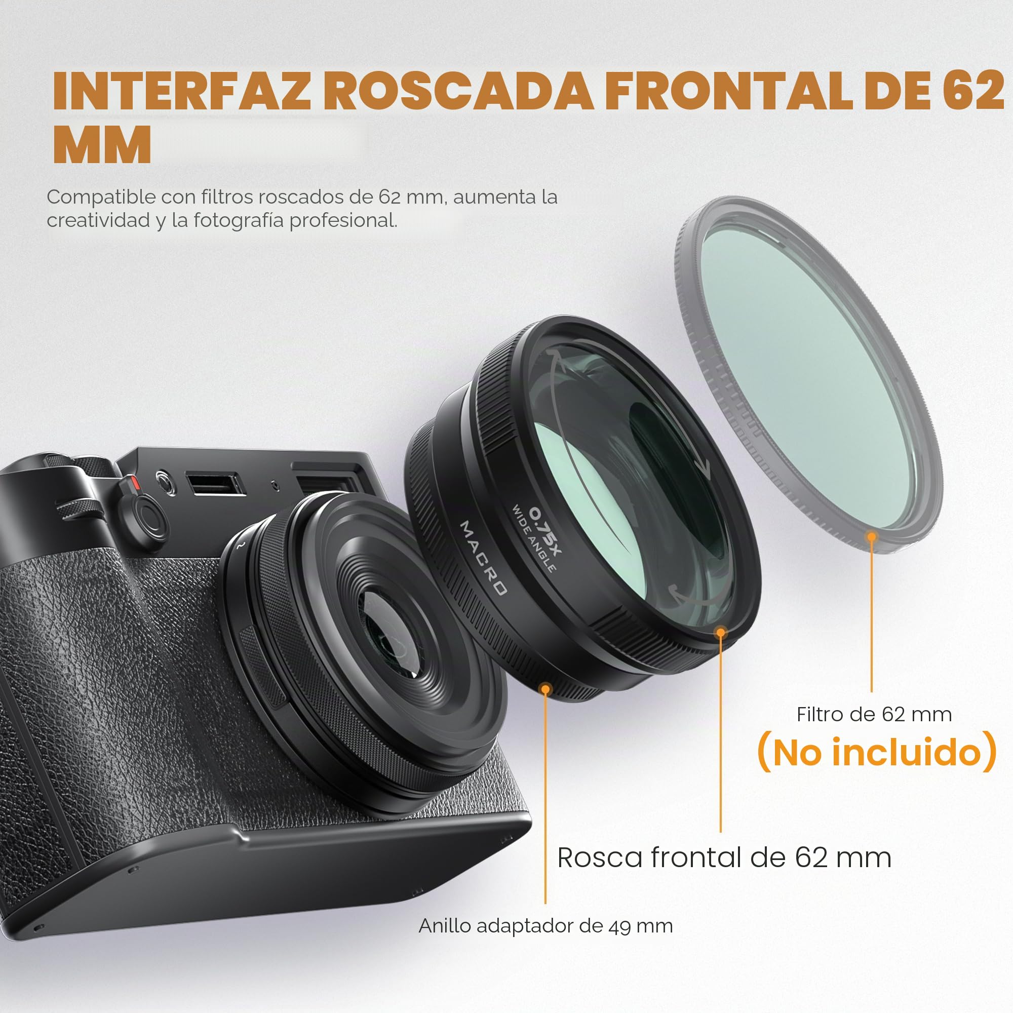 FREEWELL Lente 2-en-1 Gran Angular y Macro para Fuji X100VI/X100V Negro | Diseño Versátil, Aumento Mejorado
