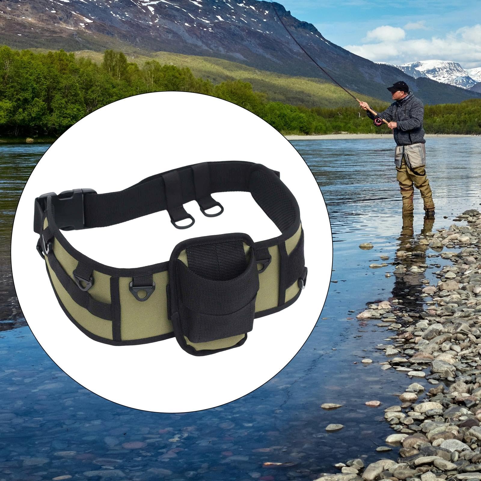 Fishing Waist Belt Ausgestattet mit Einstellbarem Rutenhalter Gepolstertem Einsatz Strapazierfähigem Polyestergewebe Und Multifunktionalen Haken für P